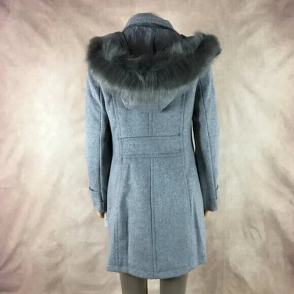 Cole Haan Wool Blend Zip Front Hooded Coat Gray NWT Size 2 - Picture 7 of 9